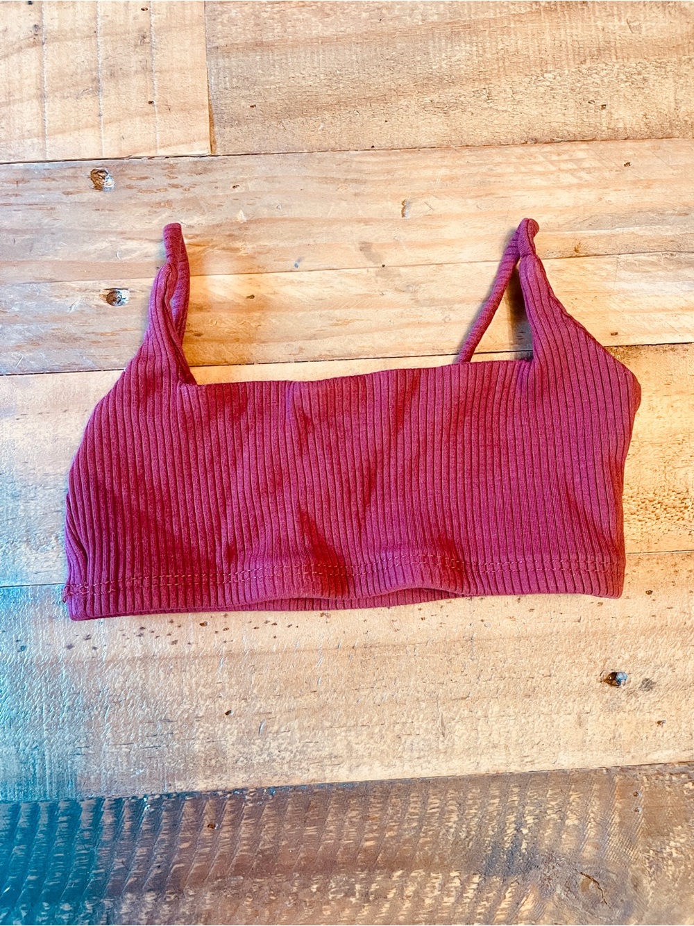 Tiger Friday Ribbed Dance Crop Top - Burgundy